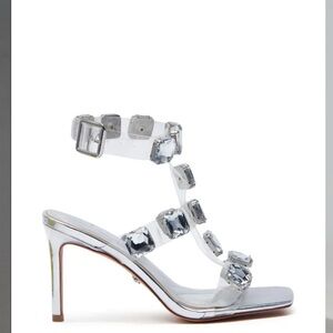 Elegant Silver Heeled Sandals
